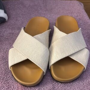 Women's Cream Slide Sandals
